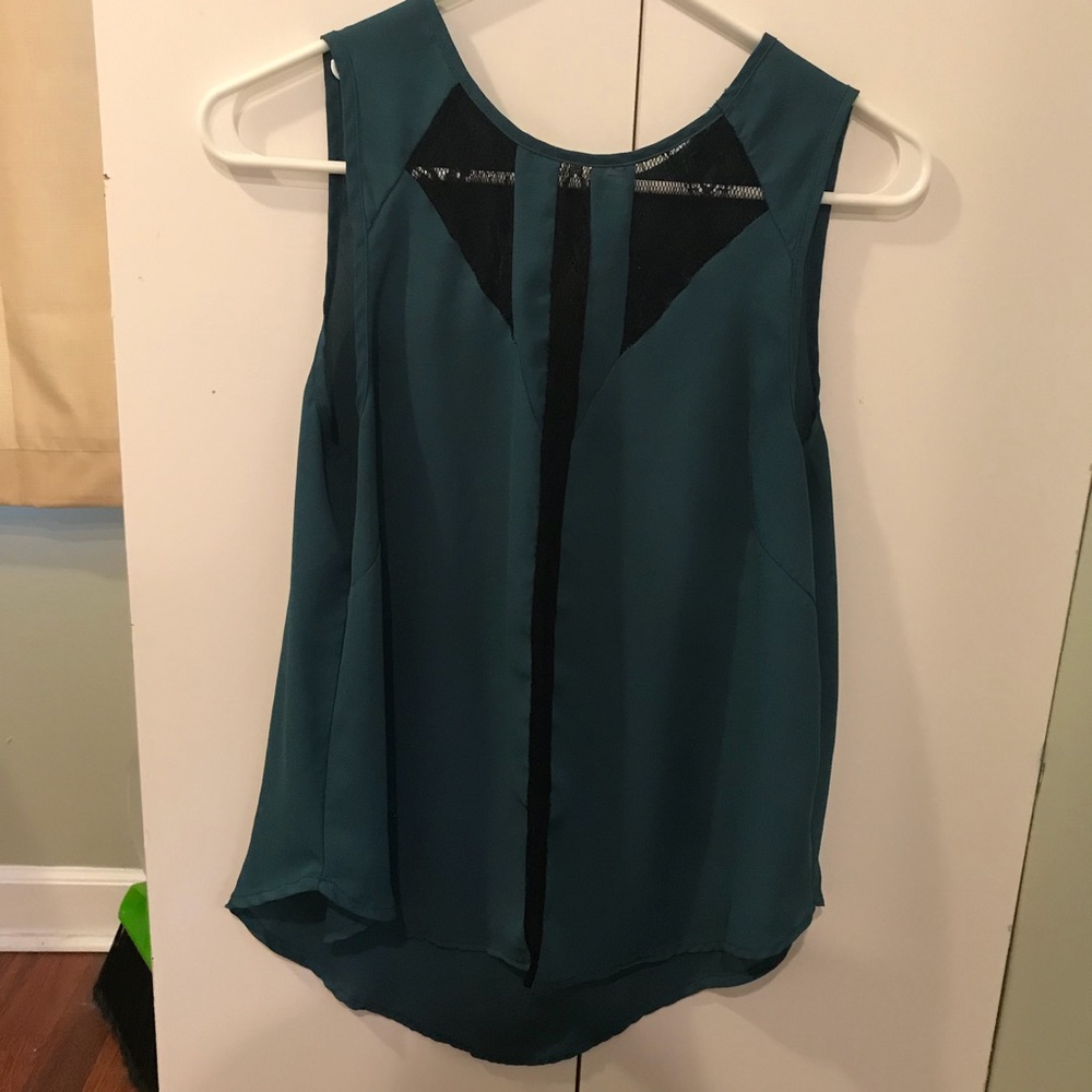 Teal Tank With Lace Detail